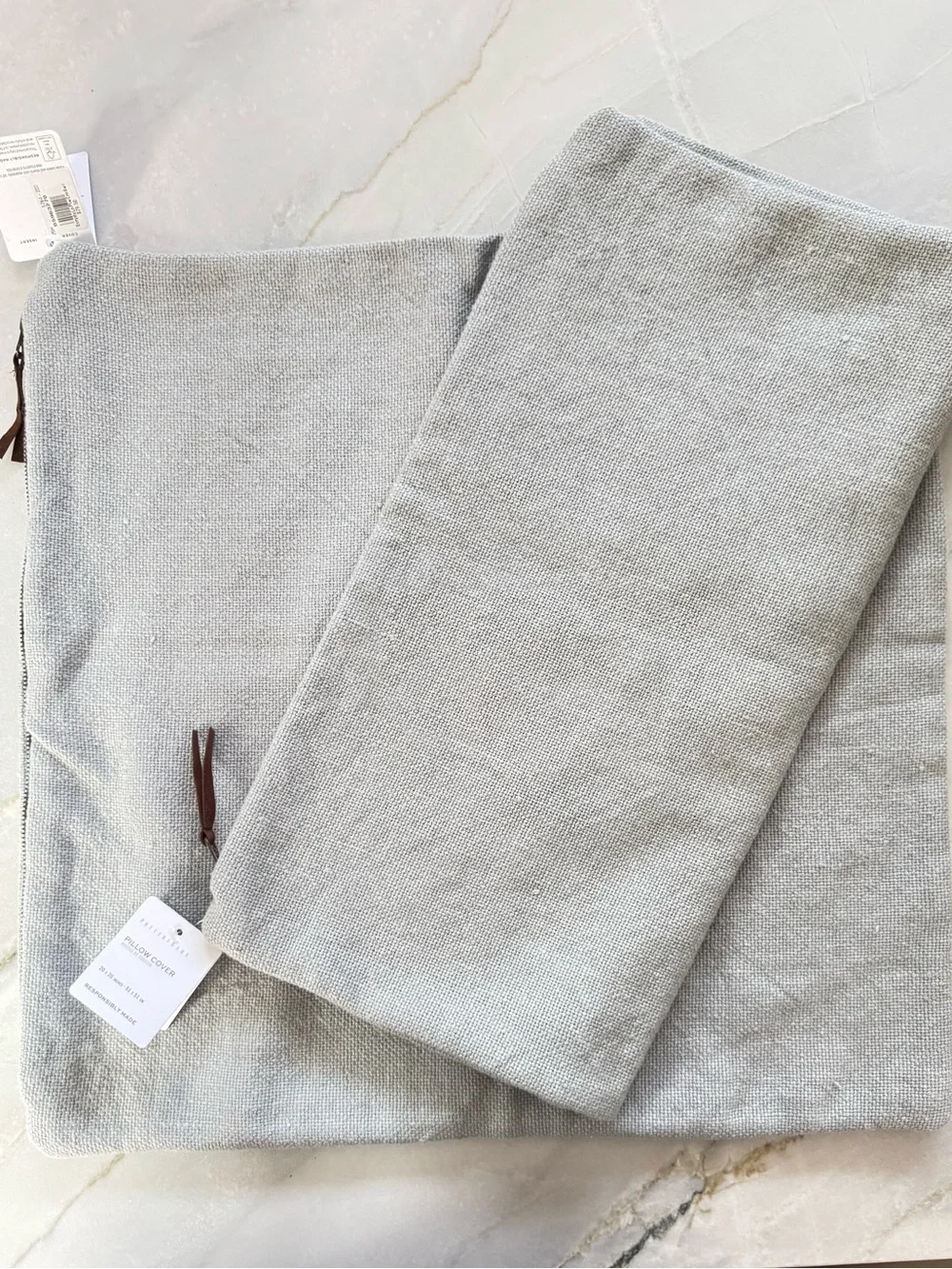 Pottery Barn TWO Everyday Linen Pale Blue Cornflower Throw Pillow Covers NWT